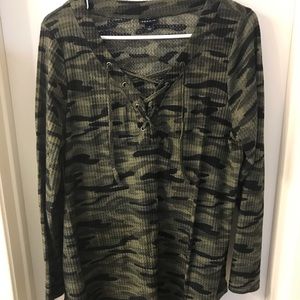 Torrid Waffle Knit Lace Up Top